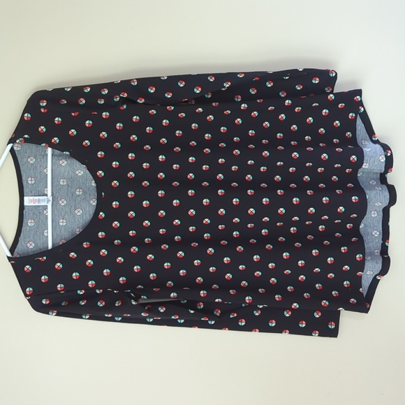 LulaRoe Scoop Neck LS High Low Top M Black Multicolor - Picture 1 of 12